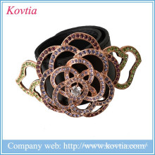 Vintage Yiwu charms leather bracelet handmade flower black leather bracelets